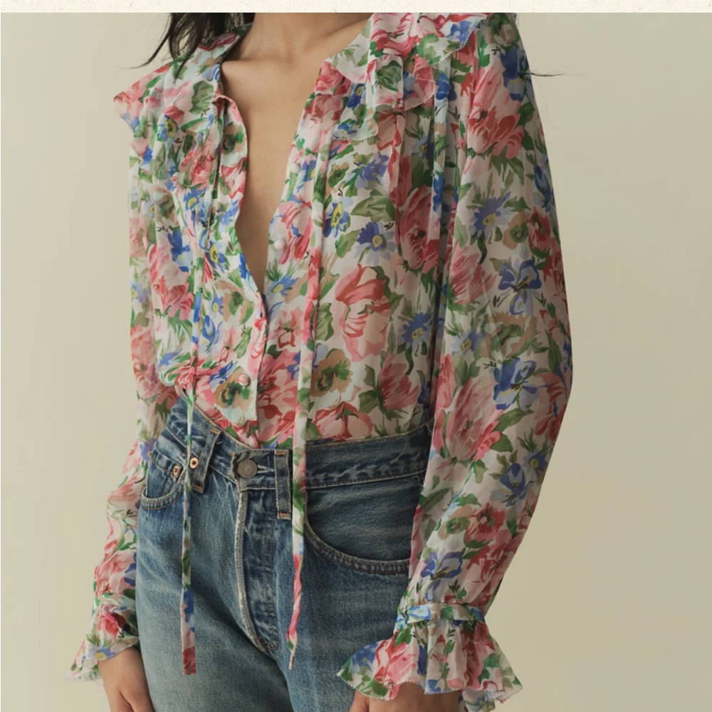Doen Solange Silk Top Tulip Grove - Size S